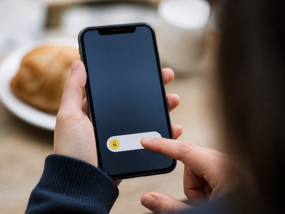 Doigt appuyant sur bouton debloquer dans application Snapchat mobile