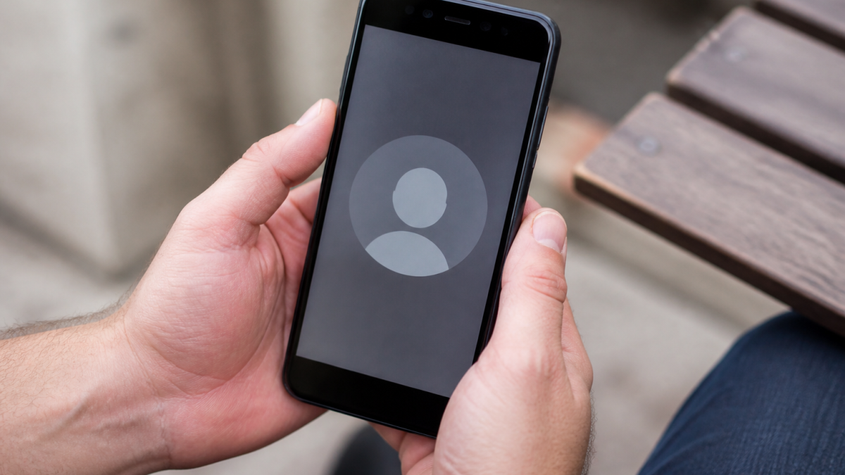 Smartphone affichant l'ecran de contact bloque dans application messagerie