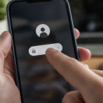 Doigt appuyant sur bouton debloquer profil reseau social