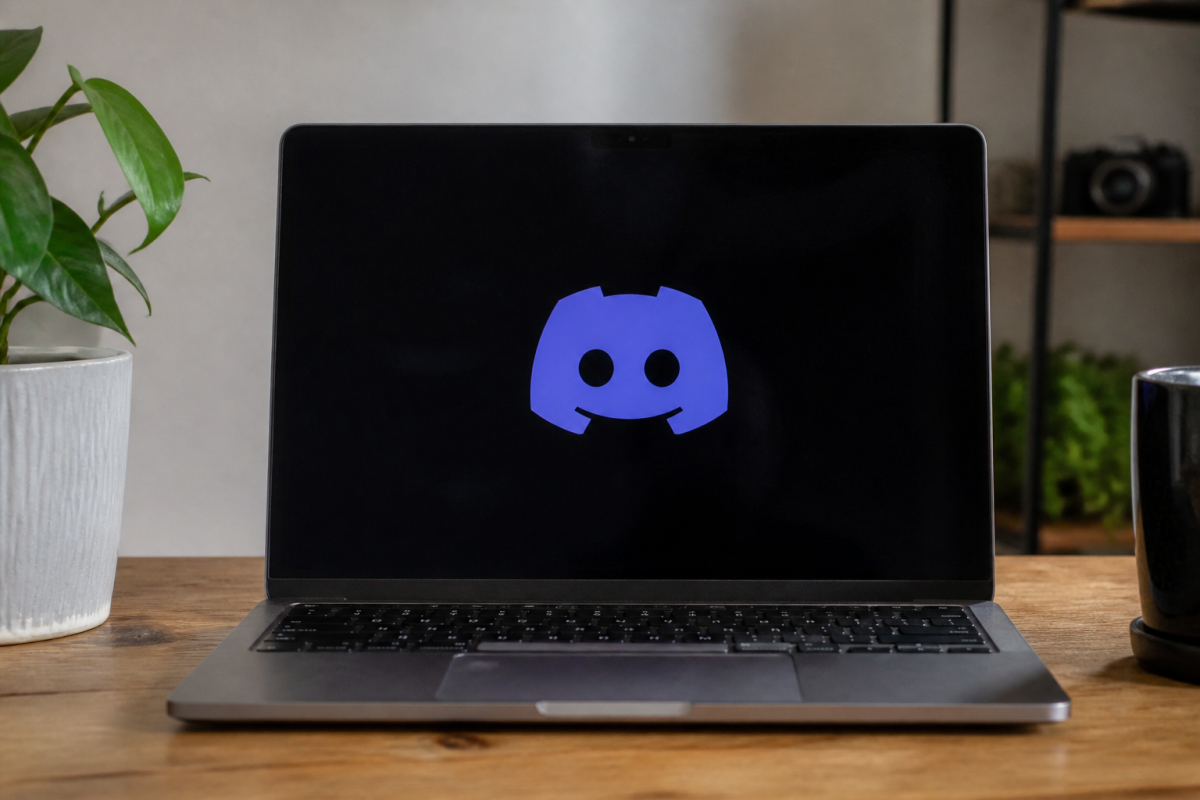 Ecran noir Netflix avec logo Discord sur ordinateur portable