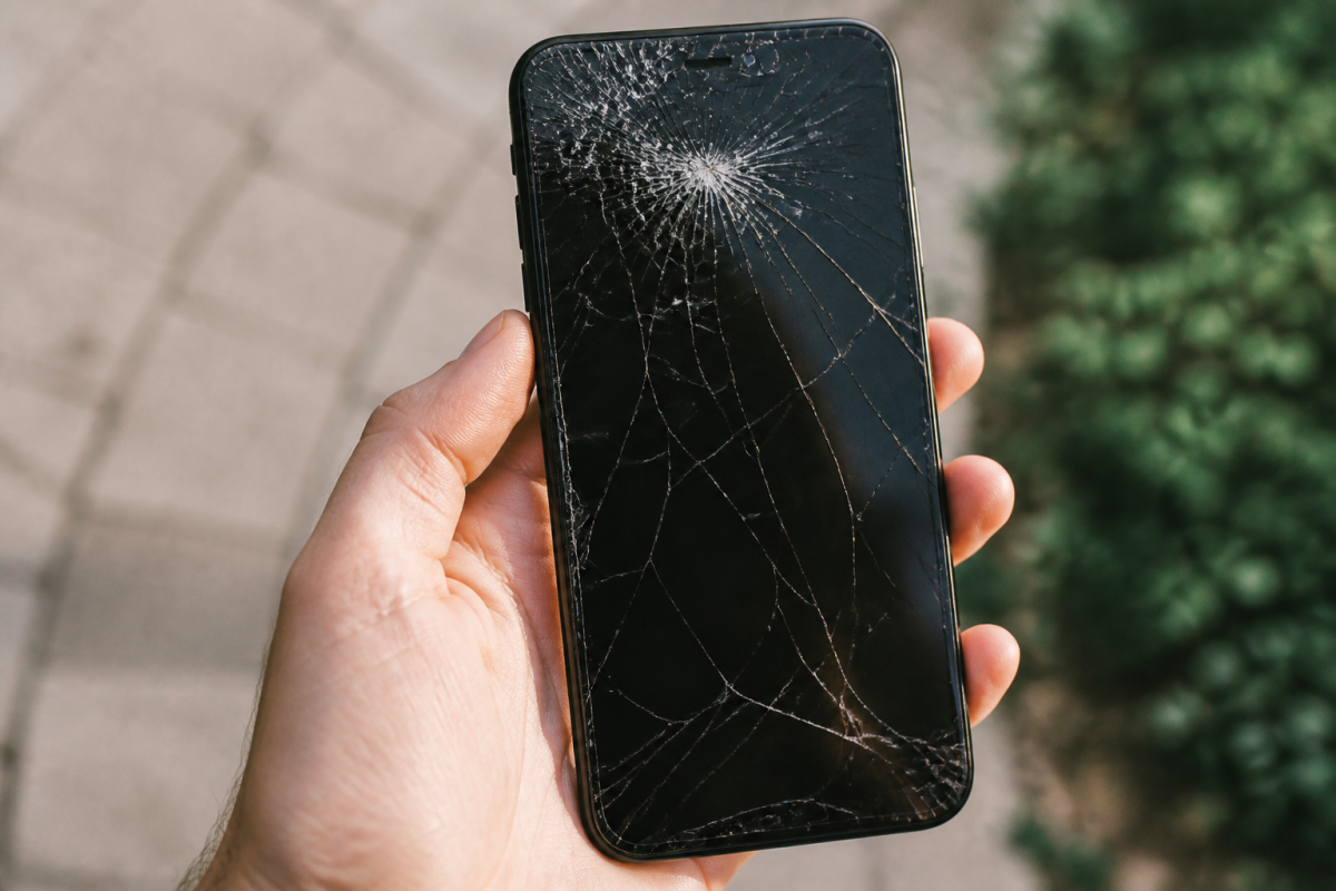Ecran de telephone mobile fissure apres une chute accidentelle