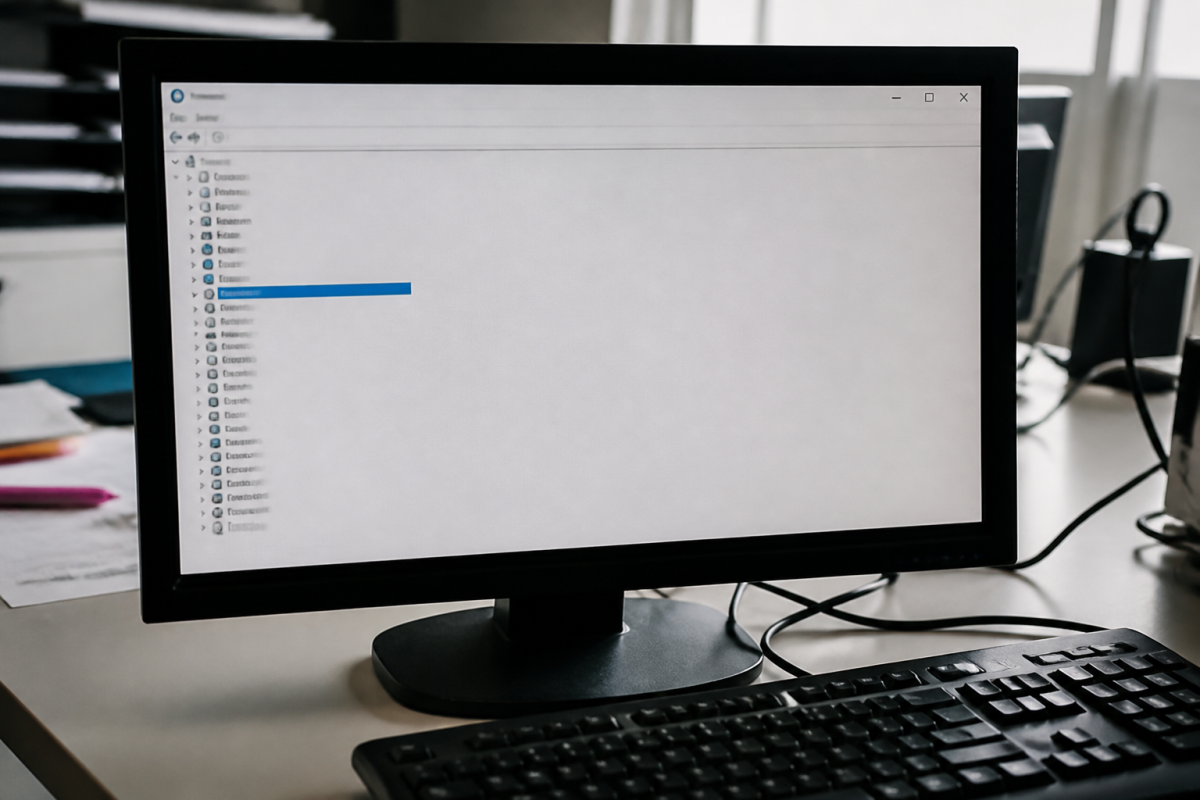 Ecran affichant gestionnaire peripheriques avec clavier surligne