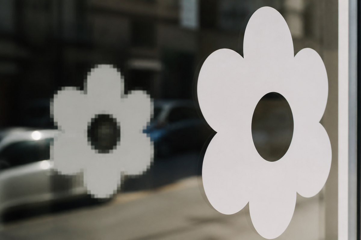 Pixels flous agrandis comparés aux courbes nettes vectorielles