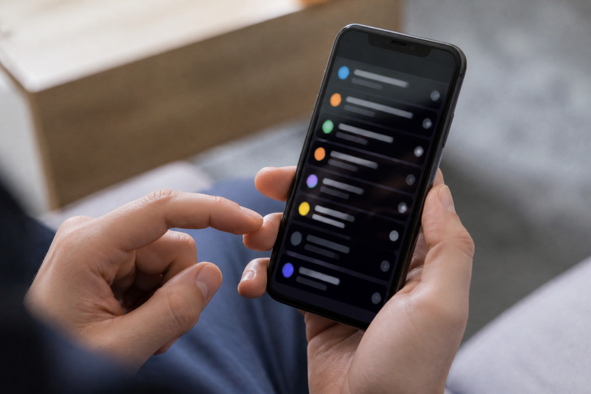 Smartphone affichant interface récupération messages texte supprimés