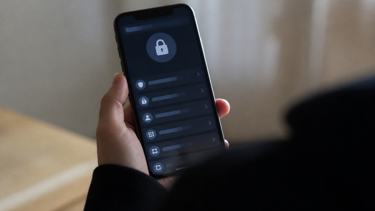 Ecran smartphone affichant parametres securite profil verrouille