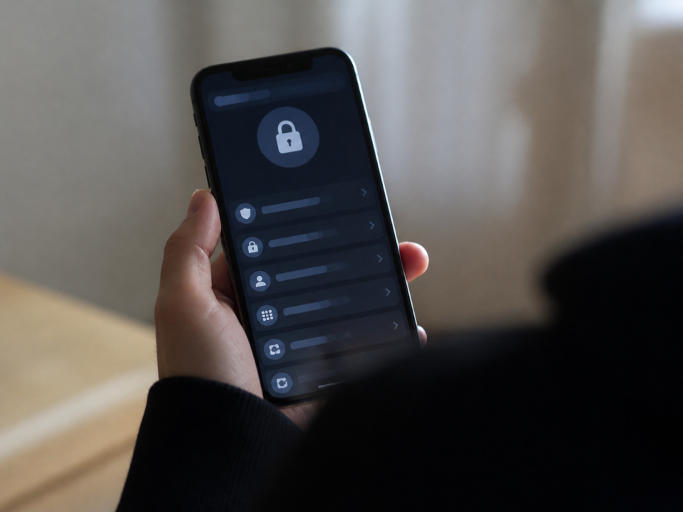 Ecran smartphone affichant parametres securite profil verrouille