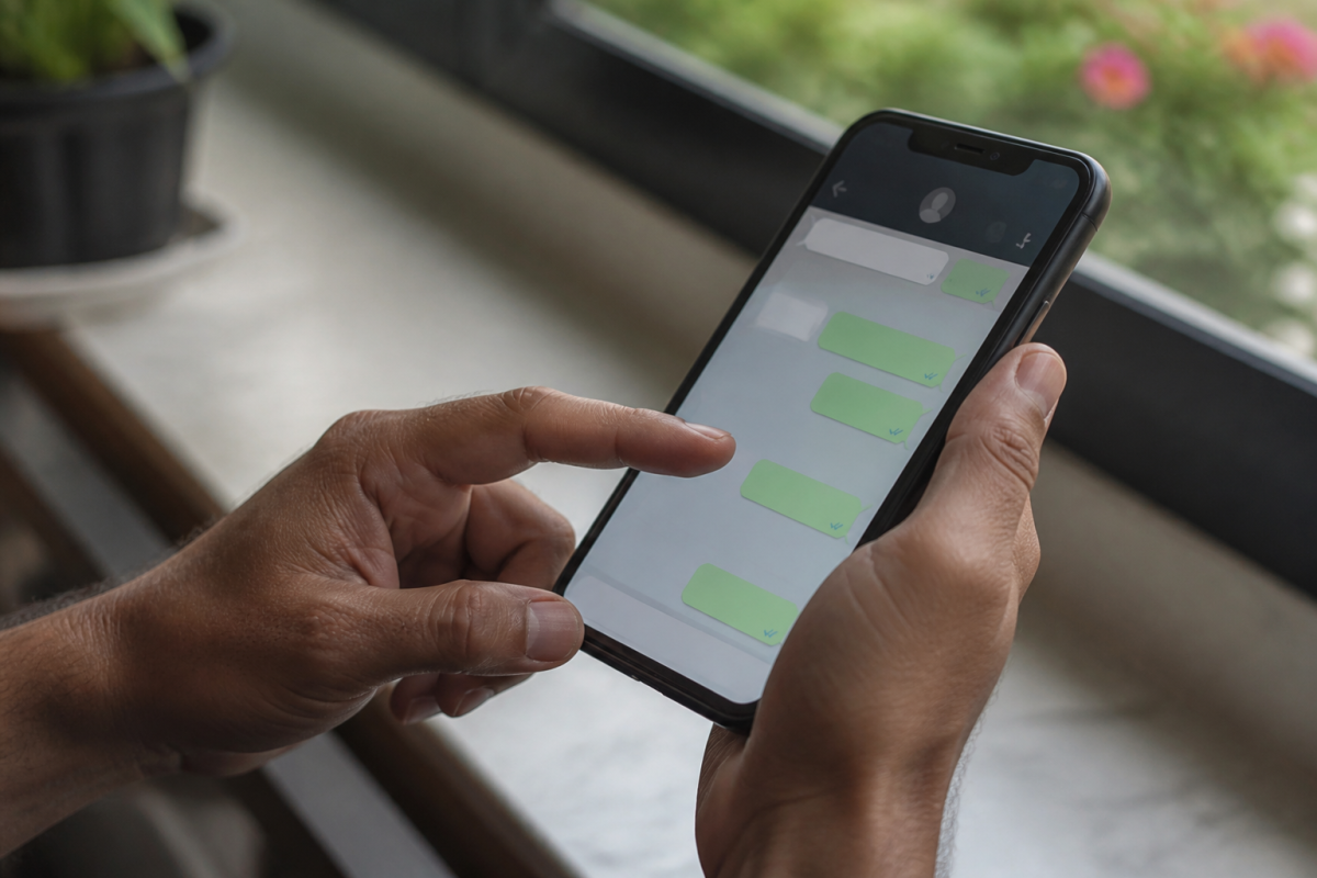 Ecran affichant messages avec statuts distribue et lu coches