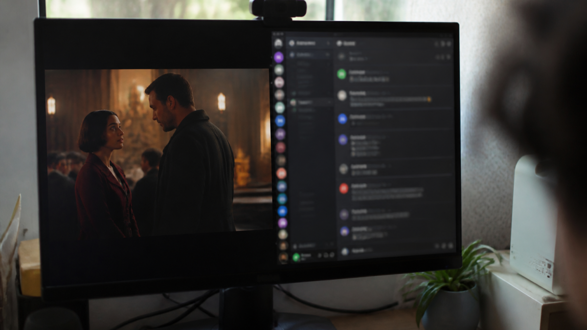 Ecran d'ordinateur affichant Netflix et Discord cotes a cote